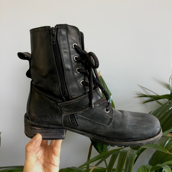 Maje Leather Women's 7 High End Designer Combat Boots - Picture 4 of 6